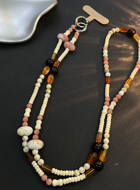 原创天然自制链串珠ccd可爱简约挂件高级相机质感挂绳