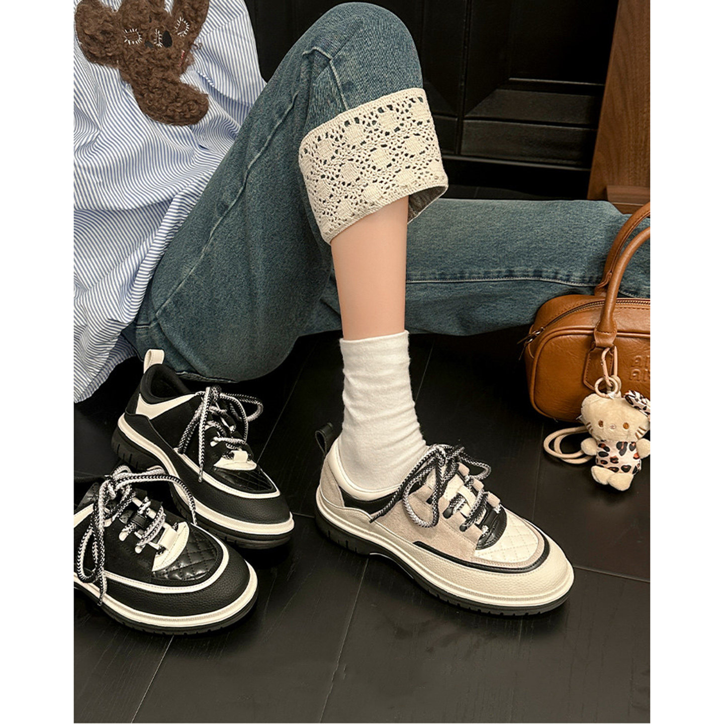 厚底拼色小香风百搭运动休闲板鞋