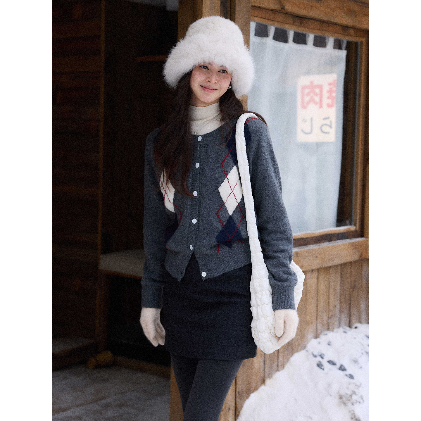 贰羊设计【菱冬】圆领菱格纹撞色毛衣女知识分子通勤上衣开衫外套,女装/女士精品,毛衣,淘宝优惠券,粉丝福利购,淘宝优惠卷