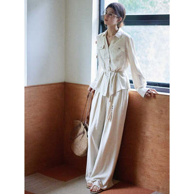 老钱风衬衫套装女松弛感法式衬衣