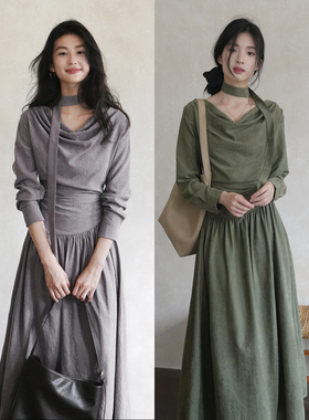 贰羊设计【声声慢】新中式复古知识分子风禅意连衣裙