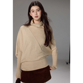 解构分割线堆堆领毛衣女冬宽松上衣 设计感斗蓬式 贰羊设计 遇寻