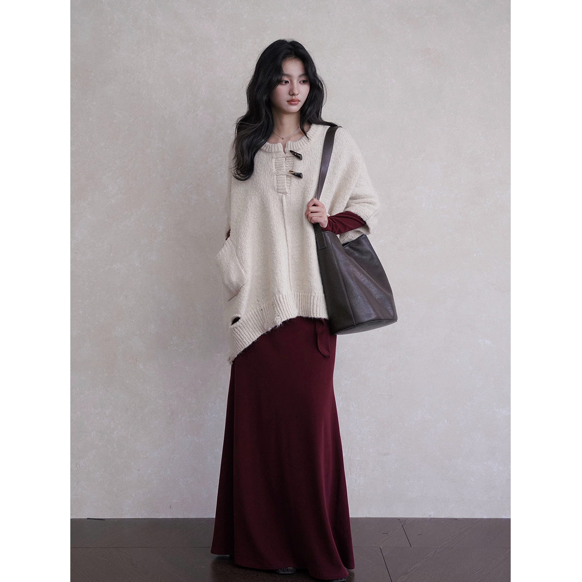 复古圣诞氛围斗篷式外套