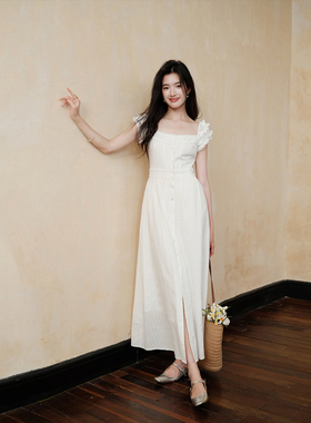 【现货】TYANG贰羊设计【画织】国风新中式白色长款气质连衣裙女