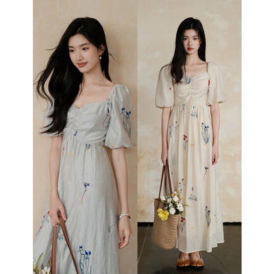 贰羊设计国风新中式连衣裙泡泡袖