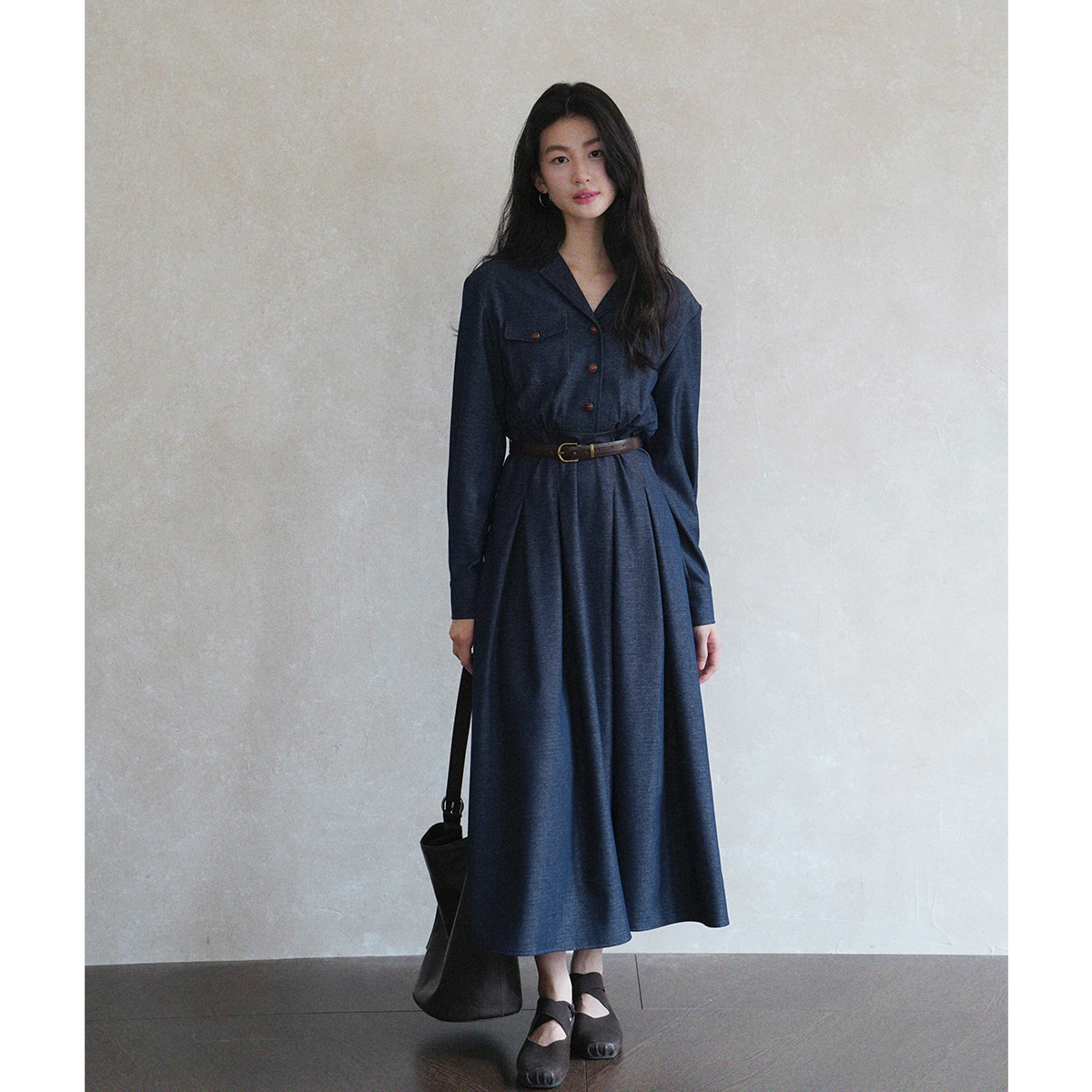 国风新中式知识分子通勤衬衫裙