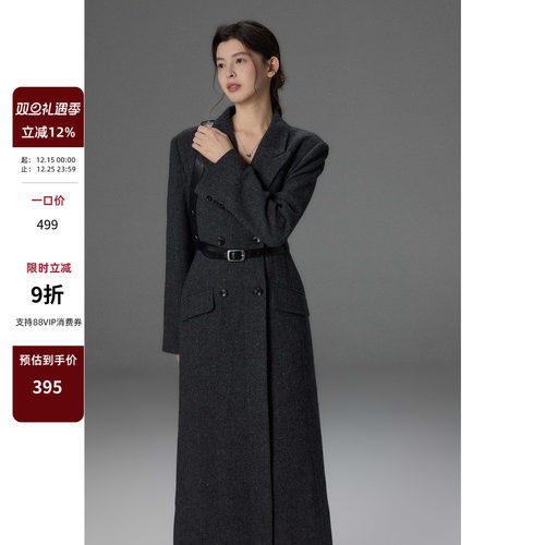 高级感双排扣西装毛呢外套