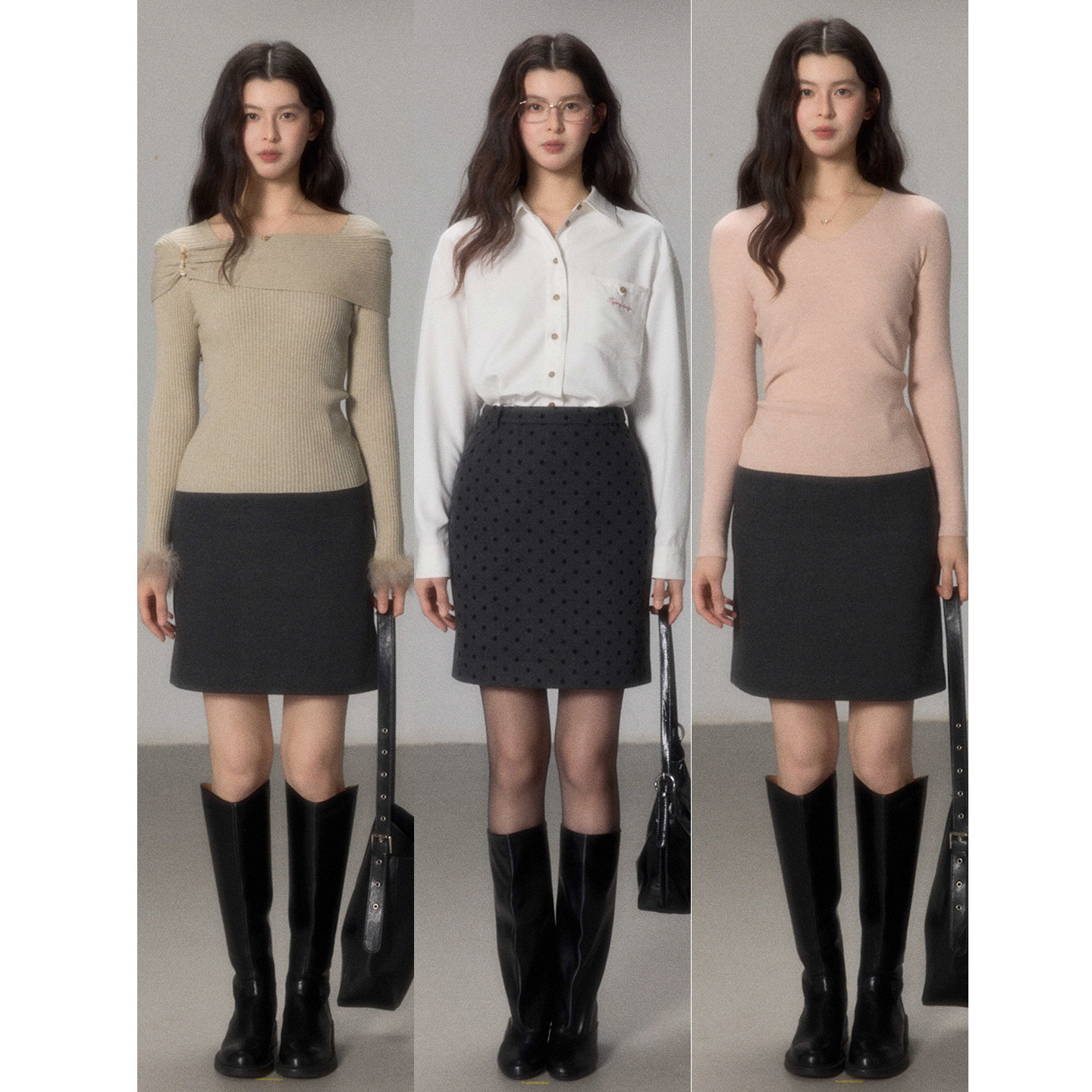 贰羊设计【金典】经典通勤百搭半身裙女高腰包臀A字裙冬灰色短裙,女装/女士精品,半身裙,淘宝优惠券,粉丝福利购,淘宝优惠卷