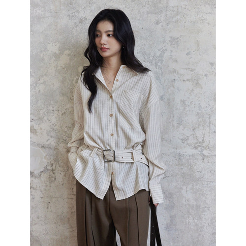 简约条纹设计感小众衬衣长袖上衣