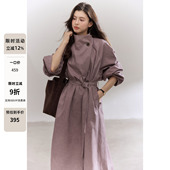 贰羊设计 知识分子风紫色高级感风衣外套女秋炒色极简大衣 紫芙