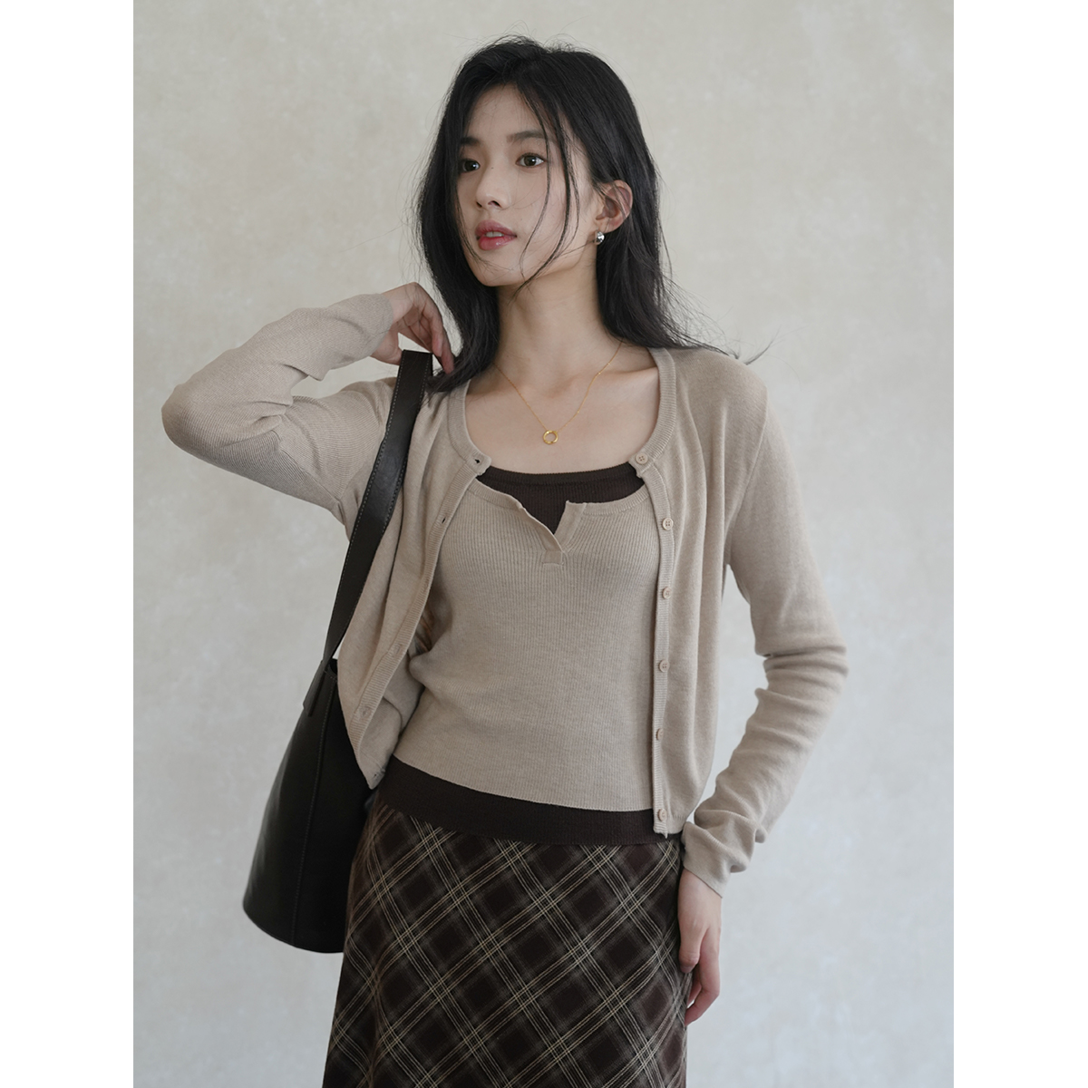 新中式极简设计感吊带开衫女