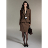 沐榆 通勤气质复古感轻职场羊毛呢西装 外套 贰羊设计 半裙套装