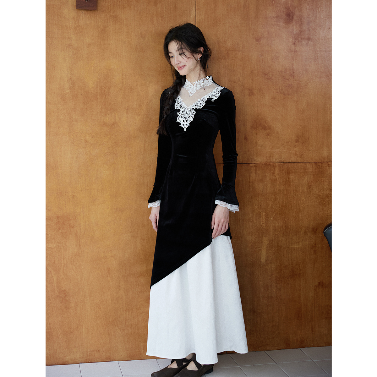 新中式丝绒黑色连衣裙