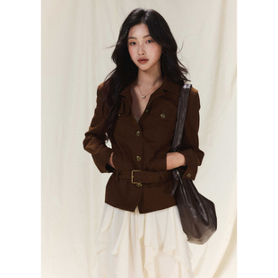 外套女正肩短款 复古翻领1oo棉工装 夹克间棉上衣 屿喃 贰羊设计