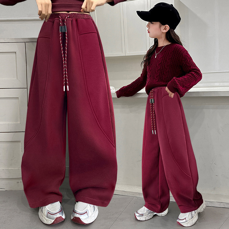 女大童春装弯刀裤休闲运动裤外穿2026新款中学生宽松百搭阔腿裤子