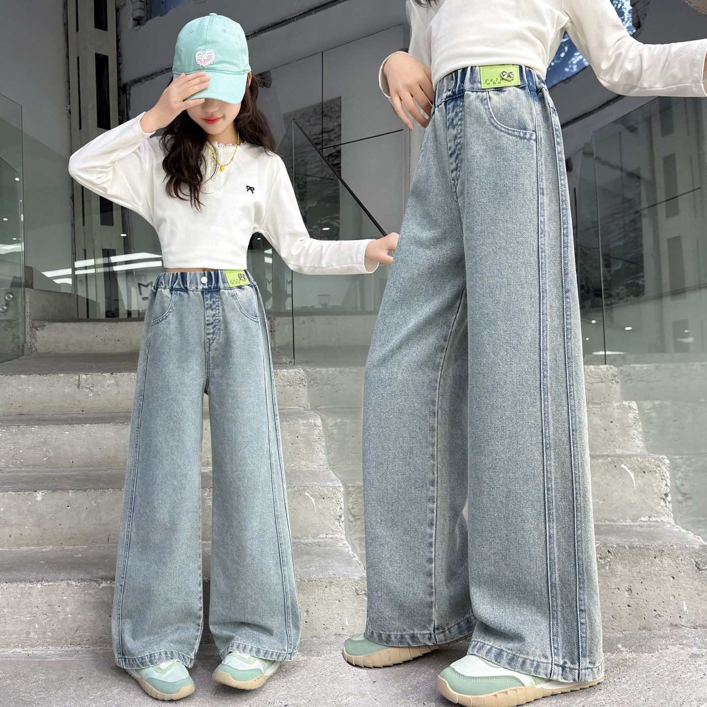 中大女童牛仔裤春装2026新款中学生洋气阔腿裤女孩百搭直筒长裤子,童装/婴儿装/亲子装,儿童牛仔裤,淘宝优惠券,粉丝福利购,淘宝优惠卷