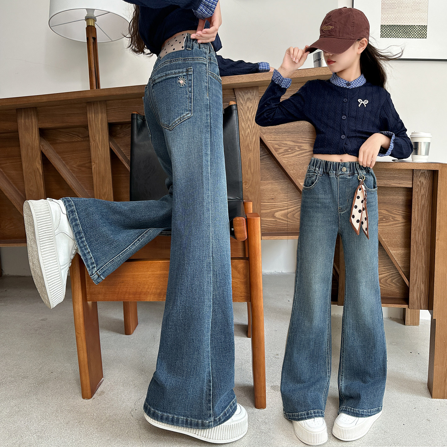 弹力女童春装微喇牛仔裤2026新款中大儿童修身喇叭裤初中学生长裤,童装/婴儿装/亲子装,儿童牛仔裤,淘宝优惠券,粉丝福利购,淘宝优惠卷