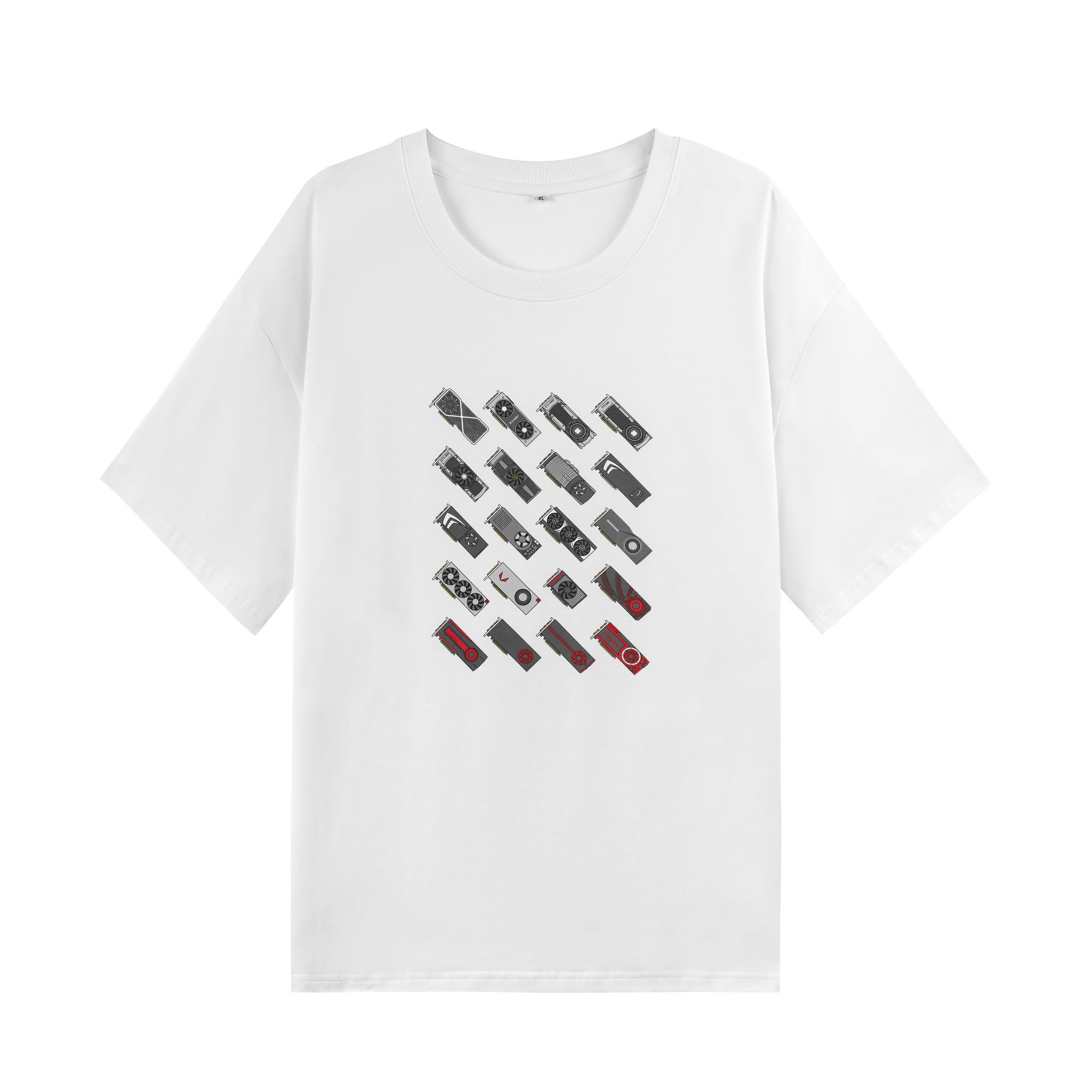 极客湾短袖圆领宽松落肩T恤