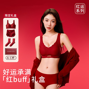 红色内衣女士小胸聚拢2026马年结婚新娘礼盒套装 本命年无痕文胸罩