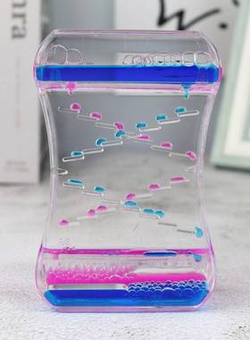 滑梯液体双色流动沙漏计时器水晶水滴流沙流动油滴礼物摆件油漏