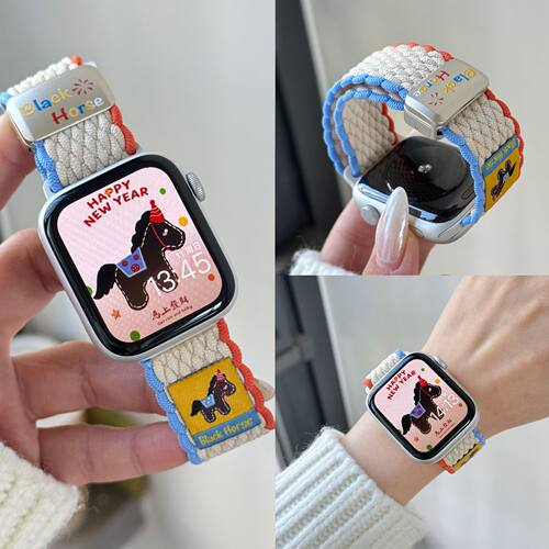 适用iwatch11苹果手表applewatch10表带s9高级尼龙编织s8磁吸男女