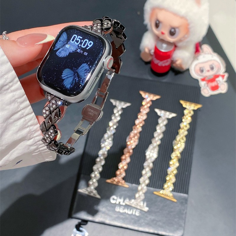 适用iwatch11表带苹果手表applewatch10腕带s8夏天金属S9高级女s7