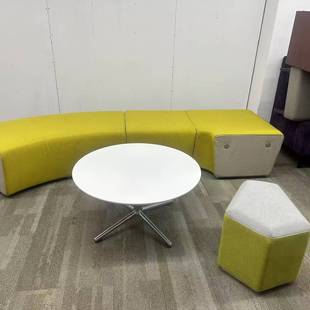 议价-国药牌办公家具，黄色弧形沙发，尺寸25