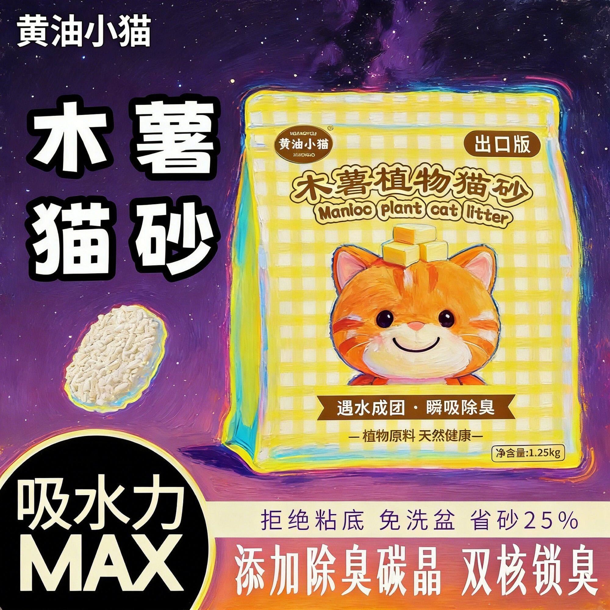 【黄油小猫】木薯猫砂抑菌结团天然植物吸水除臭无尘幼猫室内仓鼠