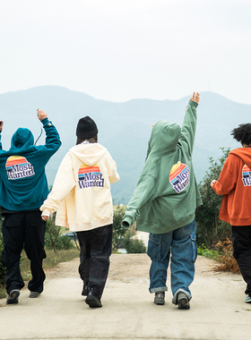 mostwantedlab 国潮情侣款彩虹字母连帽卫衣宽松拉链开衫外套潮牌