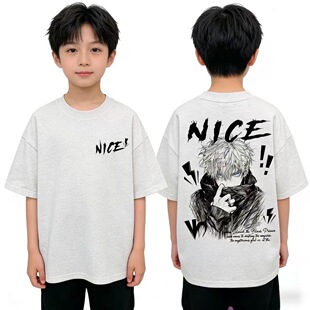 动漫五条悟印花宽松男童亲子成人短袖同款夏季新品潮牌二次元T恤
