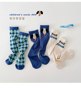 儿童袜子韩系可爱卡通长筒棉袜春夏网眼透气薄款 堆堆小腿袜 包邮