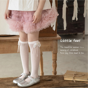 春夏季 甜美公主风花边蝴蝶结儿童袜粉嫩女童中筒袜网眼袜子潮 新款