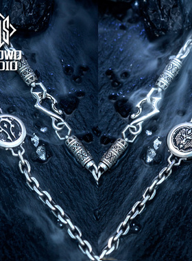 个性4mm复古部落联盟S扣手午纯银