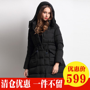 【短款鹅绒服纯色修身】冬季欧美中长款加厚保暖松紧羽绒服女