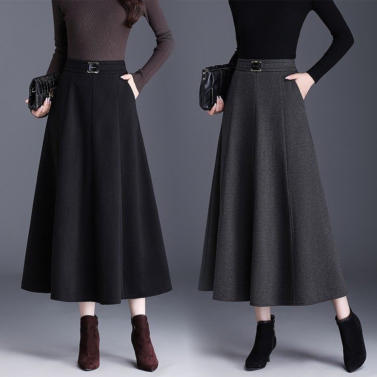 秋冬毛呢口袋半身伞裙显瘦高腰长裙大码半身裙大摆包臀百褶百搭,女装/女士精品,休闲裤,淘宝优惠券,粉丝福利购,淘宝优惠卷