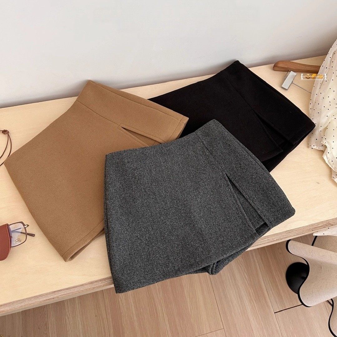 时尚设计感双层开叉毛呢半身裙女秋冬款高腰显瘦防走光A字包臀裙,女装/女士精品,大码半身裙,淘宝优惠券,粉丝福利购,淘宝优惠卷