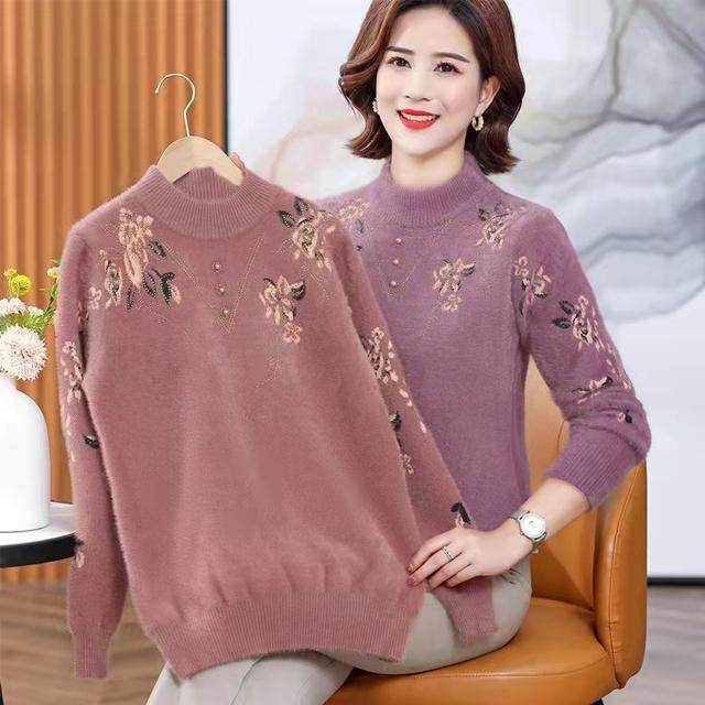 妈妈毛衣女保暖加厚老年人保暖内搭上衣中年女秋冬装水貂绒打底衫,女装/女士精品,中老年女装,淘宝优惠券,粉丝福利购,淘宝优惠卷