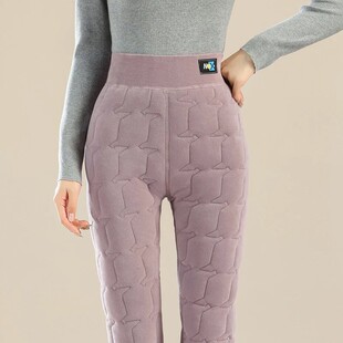 子大码 女加厚高腰显瘦外穿妈妈保暖东北裤 防风加绒蚕丝棉裤 冬季