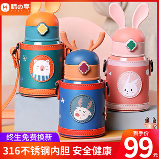 儿童保温杯带吸管两用小学生上学专用水壶幼儿园女婴儿宝宝水杯子