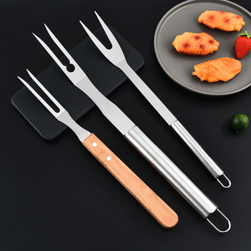 烧烤叉子不锈钢烤叉羊肉串叉子木柄叉子商用烤肉烤串烧烤工具用品