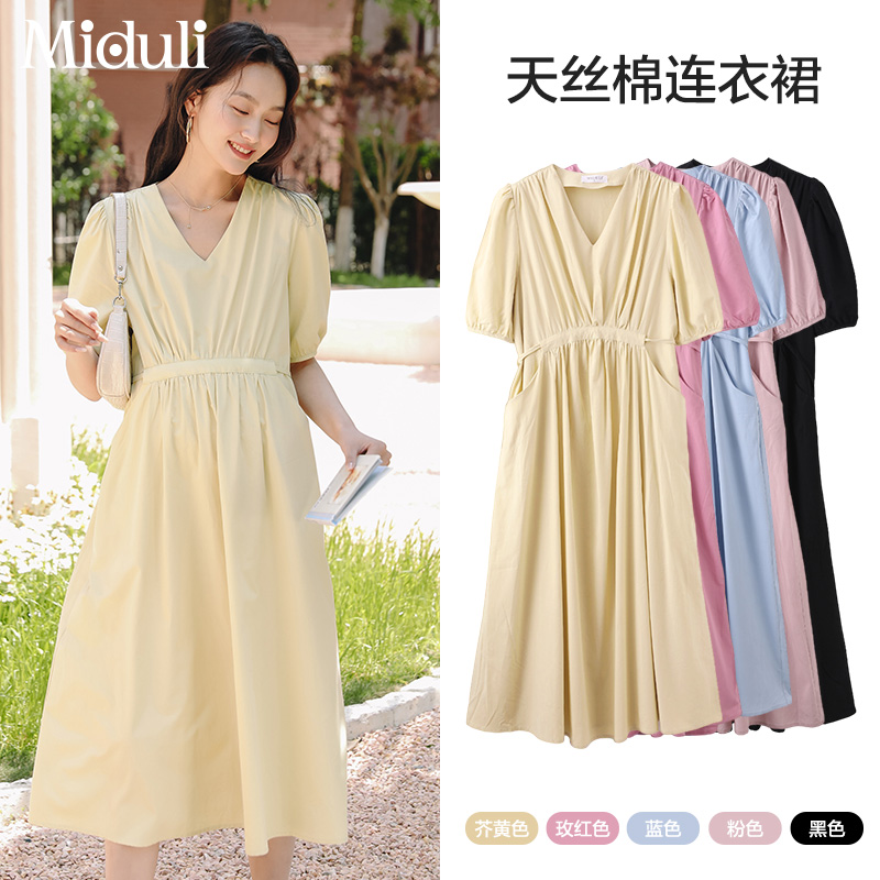 孕妇连衣裙夏季泡泡袖仙女裙