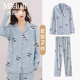 产妇出院喂奶家居服 薄款 孕妇哺乳睡衣女春秋季 产后纯棉月子服夏季