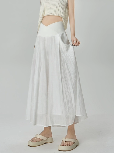 Летняя юбка в складку, длинная юбка, летняя одежда, подходит для подростков, А-силуэт