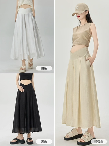 Летняя юбка в складку, длинная юбка, летняя одежда, подходит для подростков, А-силуэт