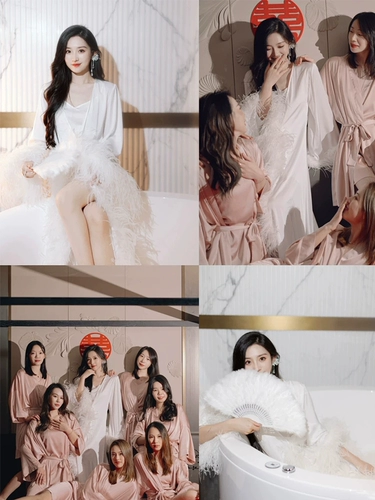 黛雯娜 Перо утреннее халат женская женская свадьба свадебное свадебное свадебное свадебное вечернее платье чистого цвета юбка может носить одежду на улице