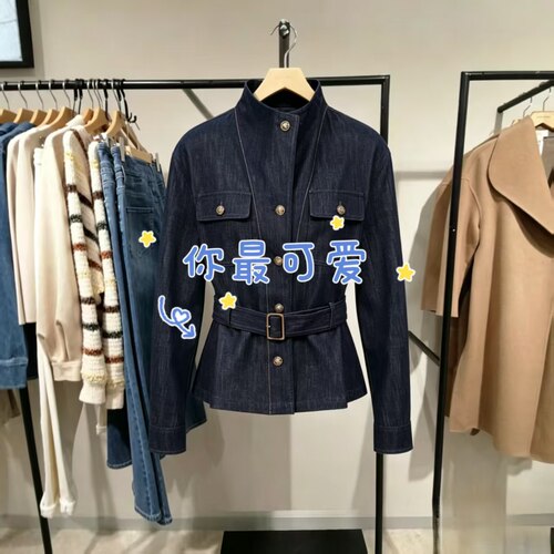 商场同款短外套女2026秋季新款纯棉可拆腰带牛仔外套326357003_WU
