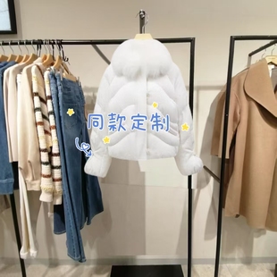 时尚女装24秋冬款时尚气质狐狸毛领立体压花羽绒服F324423015-NL