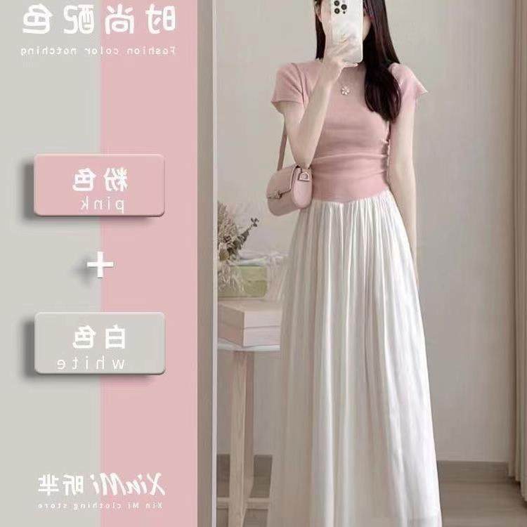 夏季2024茶系穿搭两件套小清新韩剧时尚漂亮小个子多巴胺套装裙子