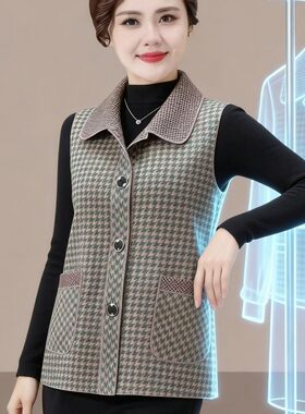 2026秋冬新款时尚格子背心马夹女薄款休闲百搭上衣马甲