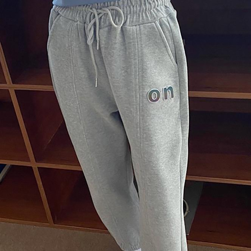 Official figure real price Plush thickened 2021 spring new loose strap sports pants warm casual pants